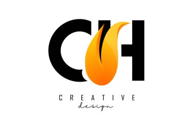 Soyut harflerin vektör illüstrasyonu. Ateş alevleri ve turuncu çizim..