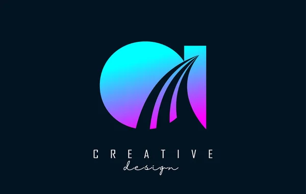 Creative Colorful Letters Logo Leading Lines Road Concept Design Letters — Vector de stock