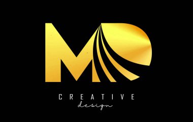 Ana hatları ve yol konsepti tasarımı olan yaratıcı altın harfler. Geometrik dizaynlı harfler.