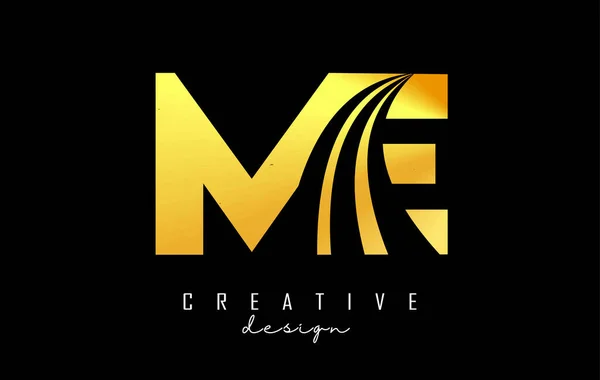 Creative Golden Letters Logo Leading Lines Road Concept Design Letters — Stock Vector