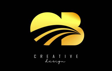 Ana hatları ve yol konsepti tasarımı olan yaratıcı altın harfler. Geometrik dizaynlı harfler.