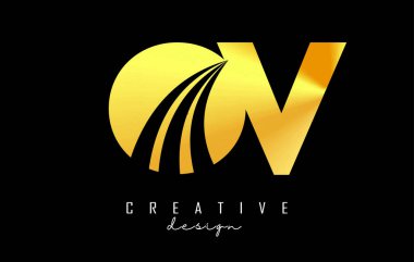 Önde gelen çizgiler ve yol konsepti tasarımlı yaratıcı altın harfler. Geometrik dizaynlı harfler.