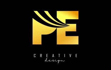 Önde gelen çizgiler ve yol konsepti tasarımlı yaratıcı altın harfler. Geometrik dizaynlı harfler.