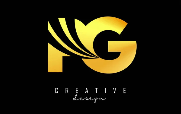 Kreative Goldene Buchstaben Logo Mit Führenden Linien Und Straßenkonzept Design — Stockvektor