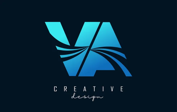 Creative Blue Letters Logo Leading Lines Road Concept Design Letters Vektorgrafik