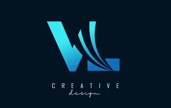 Creative Blue Letters Logo Leading Lines Road Concept Design Letters — Image vectorielle