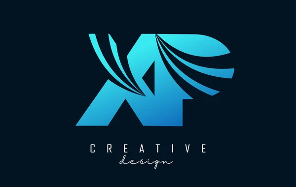 Lettere Creative Blu Logo Con Linee Guida Concept Design Stradale — Vettoriale Stock