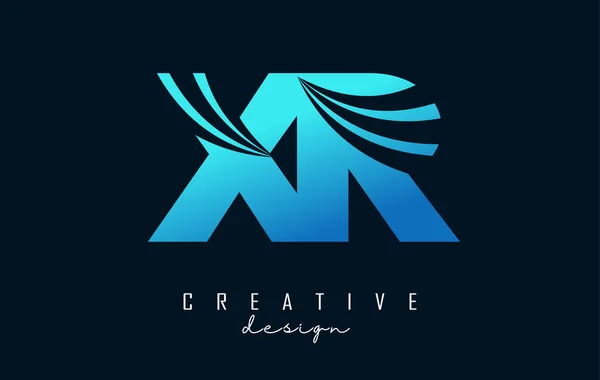Kreative Blaue Buchstaben Logo Mit Führenden Linien Und Straßenkonzept Design — Stockvektor