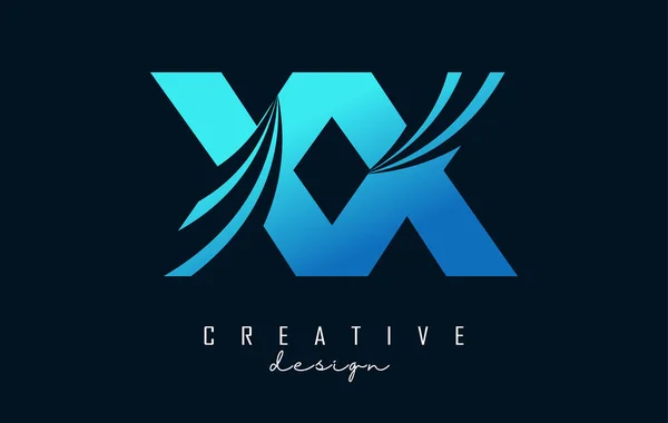 Creative Blue Letters Logo Leading Lines Road Concept Design Letters —  Vetores de Stock