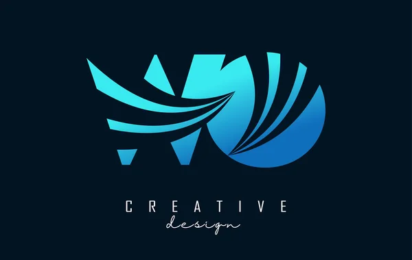 Creative Blue Letters Logo Leading Lines Road Concept Design Letters — Vector de stock