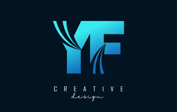 Creative Blue Letters Logo Leading Lines Road Concept Design Letters —  Vetores de Stock