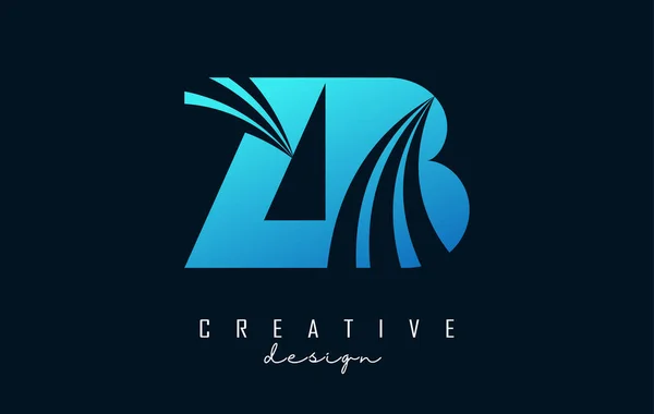 Креативна Синя Літера Логотип Провідними Лініями Дизайном Концепції Дорожнього Руху — стоковий вектор