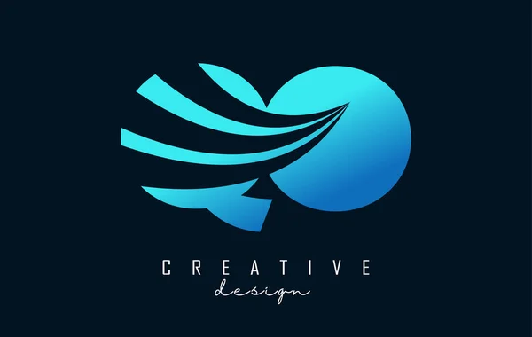 Creative Blue Letters Logo Leading Lines Road Concept Design Letters — стоковый вектор