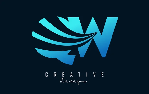 Creative Blue Letters Logo Leading Lines Road Concept Design Letters — Vettoriale Stock