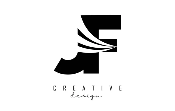 Creative Black Letters Logo Leading Lines Road Concept Design Letters — Stock vektor