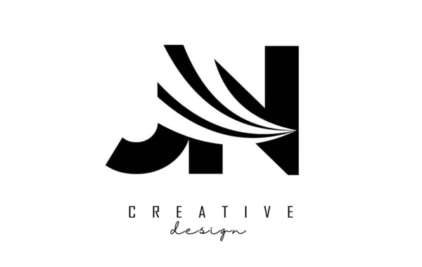 Creative Black Letters Logo Leading Lines Road Concept Design Letters — Stok Vektör
