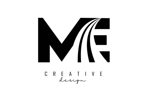 Creative Black Letters Logo Leading Lines Road Concept Design Letters — стоковый вектор