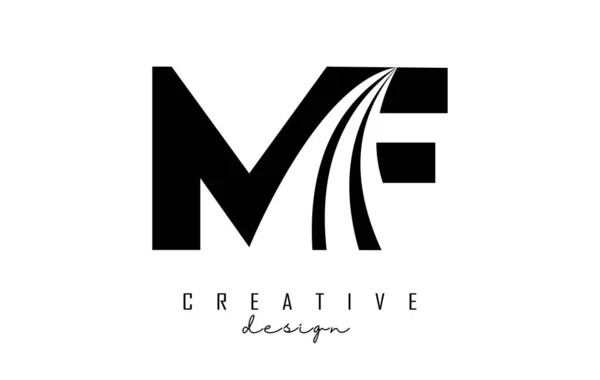Creative Black Letters Logo Leading Lines Road Concept Design Letters — Stock vektor
