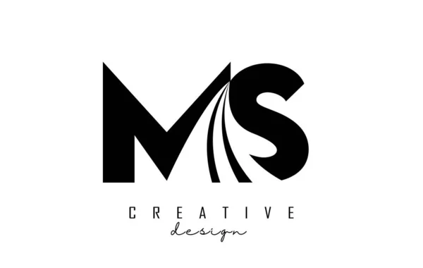Creative Black Letters Logo Leading Lines Road Concept Design Letters — Vetor de Stock