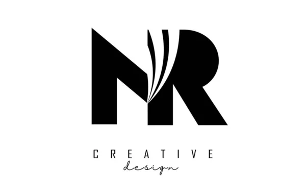 Creative Black Letters Logo Leading Lines Road Concept Design Letters — 스톡 벡터