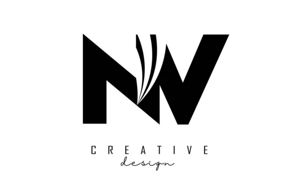 Creative Black Letters Logo Leading Lines Road Concept Design Letters — Vettoriale Stock