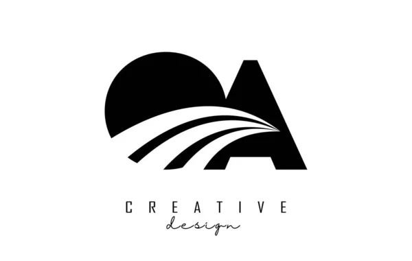 Creative Black Letters Logo Leading Lines Road Concept Design Letters — Image vectorielle