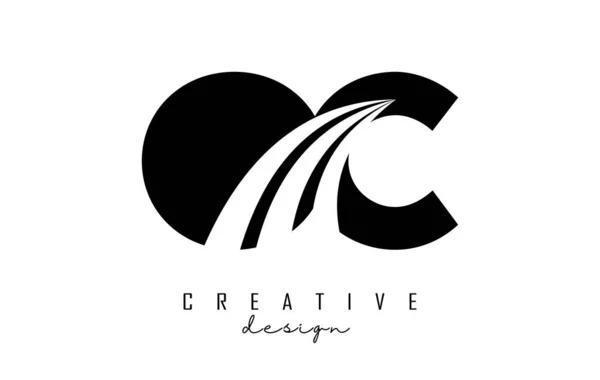 Creative Black Letters Logo Leading Lines Road Concept Design Letters — Image vectorielle