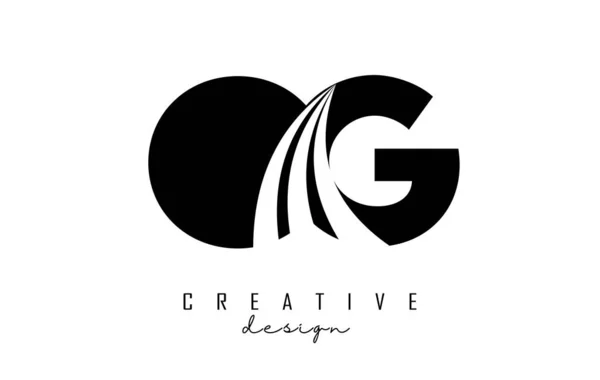 Creative Black Letters Logo Leading Lines Road Concept Design Letters — стоковый вектор