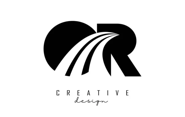 Creative Black Letters Logo Leading Lines Road Concept Design Letters — Vector de stock