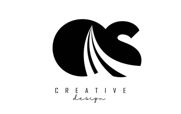 Creative Black Letters Logo Leading Lines Road Concept Design Letters — Image vectorielle