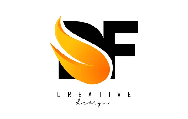 Vector Illustration Abstract Letters Fire Flames Orange Swoosh Design — ストックベクタ