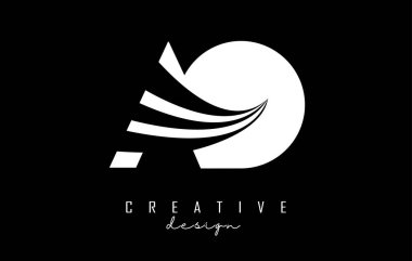 Önde gelen çizgiler ve yol konsepti tasarımlı AO-O logosu. Geometrik dizaynlı harfler.