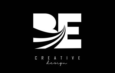 Beyaz harfler, ana hatları ve yol konsepti tasarımlı bir amblem. Geometrik dizaynlı harfler.