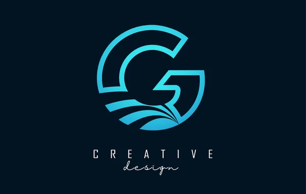 Outline Creative Letter Logo Leading Lines Road Concept Design Letter — Stock Vector