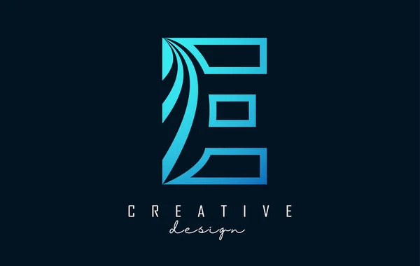 Outline Creative Letter Logo Leading Lines Road Concept Design Letter — Vector de stock