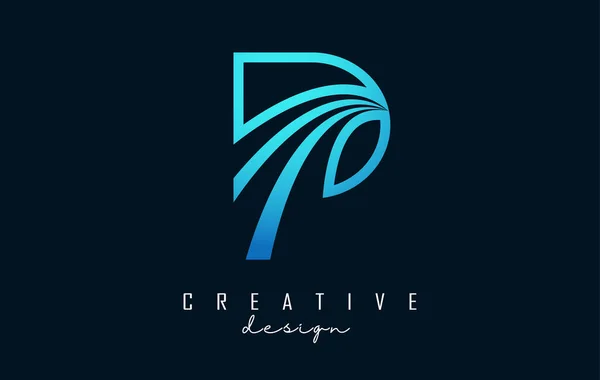 Outline Creative Letter Logo Leading Lines Road Concept Design Letter — Image vectorielle