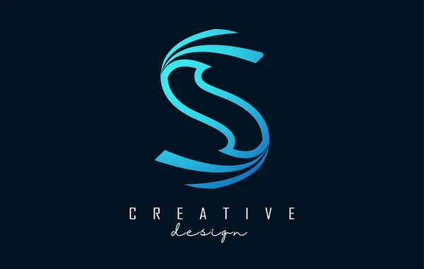 Outline Creative Letter Logo Leading Lines Road Concept Design Letter — Vetor de Stock