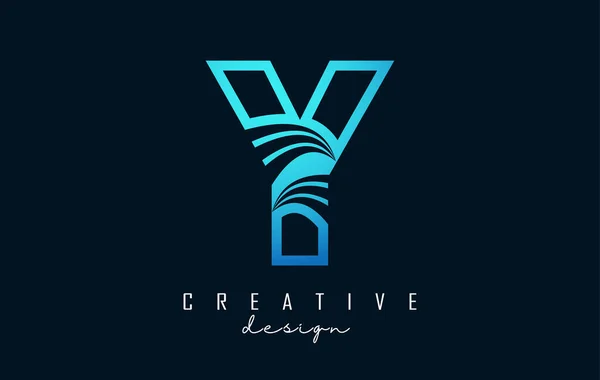 Outline Creative Letter Logo Leading Lines Road Concept Design Letter —  Vetores de Stock