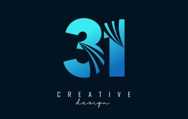 Creative number 31 3 1 logo with leading lines and road concept design. Number with geometric design.