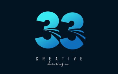 Creative number 33 3 logo with leading lines and road concept design. Number with geometric design.