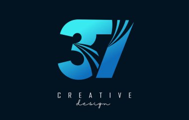 Creative number 37 3 7 logo with leading lines and road concept design. Number with geometric design.