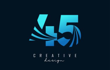 Creative number 45 4 5 logo with leading lines and road concept design. Number with geometric design.