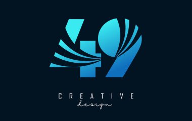 Creative number 49 4 9 logo with leading lines and road concept design. Number with geometric design.