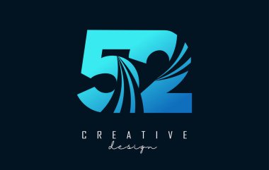 Creative number 52 5 2 logo with leading lines and road concept design. Number with geometric design.