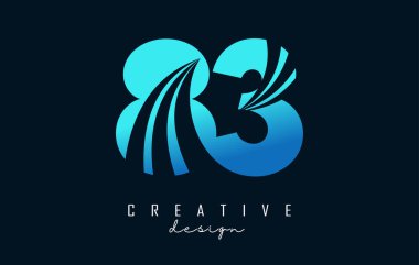 Creative number 83 8 3 logo with leading lines and road concept design. Letter with geometric design. Vector Illustration with number and creative cuts.