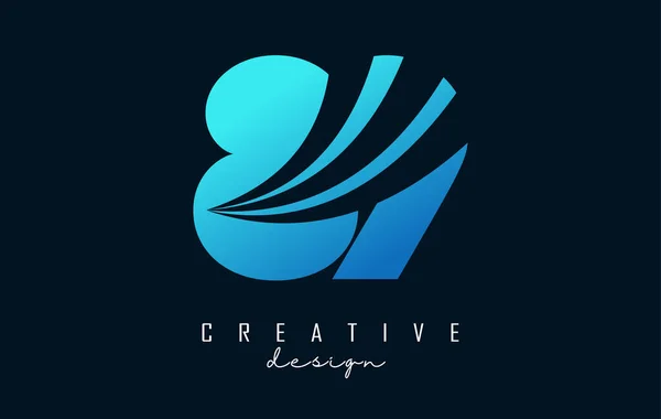 Creative Number Logo Leading Lines Road Concept Design Letter Geometric — Vector de stock