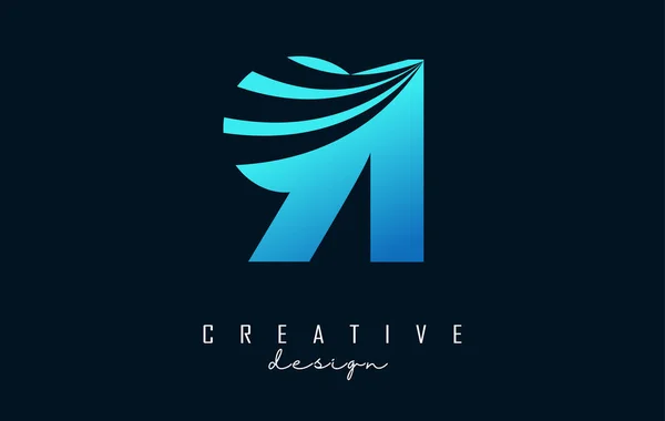 Creative Number Logo Leading Lines Road Concept Design Letter Geometric — Stockvektor