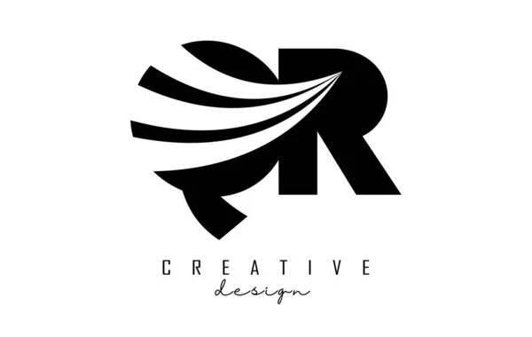 Creative Black Letters Logo Leading Lines Road Concept Design Letters — Vector de stock