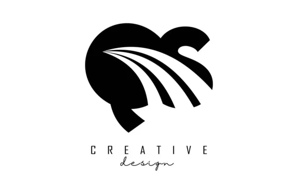 Creative Black Letters Logo Leading Lines Road Concept Design Letters — Image vectorielle