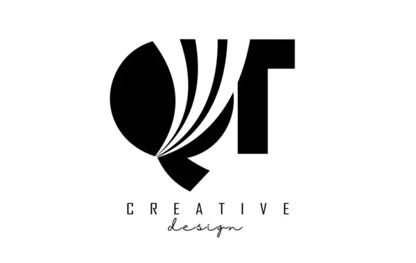 Creative Black Letters Logo Leading Lines Road Concept Design Letters — Image vectorielle